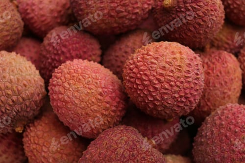 Preview: Pile of fresh ripe lychees as background, top view