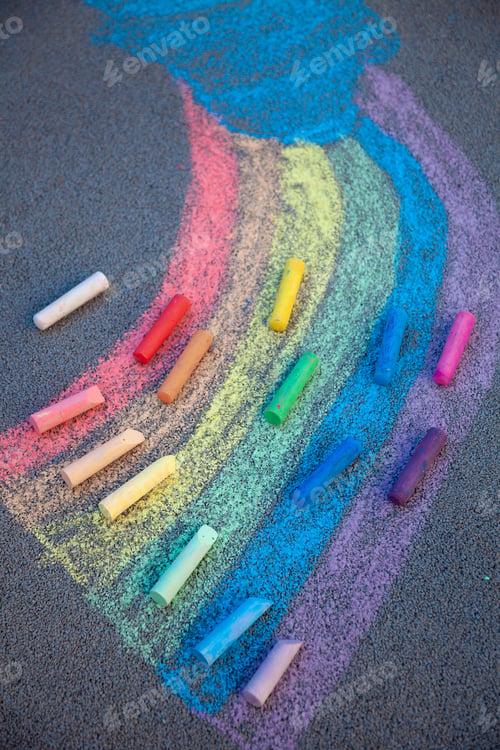 Preview: Set of colorful chalks for the board and the street. Drawing chalk stick, back to school.