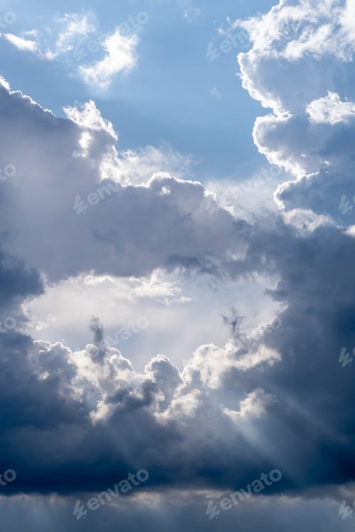 Preview: Dramatic sky with grey clouds over the city before the storm.