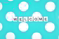 Preview: Welcome Message with Letter Tiles on Dotted Background