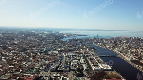 Preview: Top view of old town located on river. Old town with special old architecture of houses and