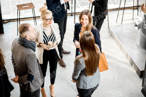 Preview: Business people talking indoors