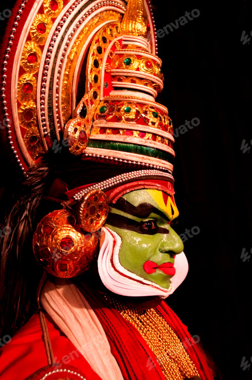 Preview: Portrait of Kathakali dance performer in Kerala, India