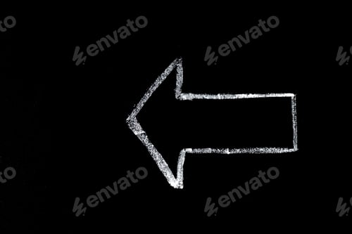 Preview: Direction arrows, hand drawn on a black board to the left right up or down.