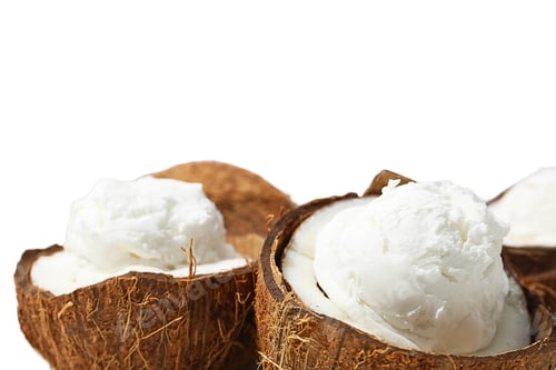 Preview: Coconut ice cream in shells, on white
