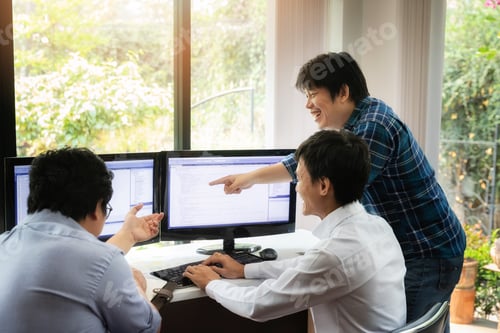 Preview: Programmers team working in a software developing. Developing programming and coding technologies.