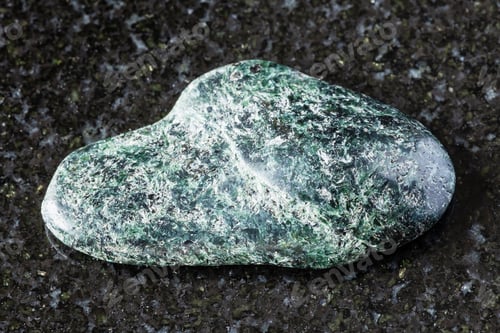Preview: sample of polished actinolite rock on black