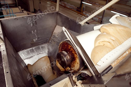 Preview: machine for making cookies in the factory. Conveyor belt with Cookie dough