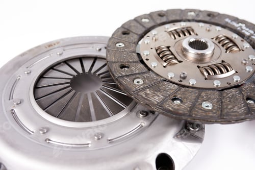 Preview: new car clutch kit isolated on white. Close up