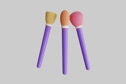 Preview: Makeup brushes with purple handles and contrasting heads