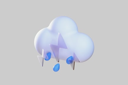 Preview: Cartoon cloud with lightning and rain