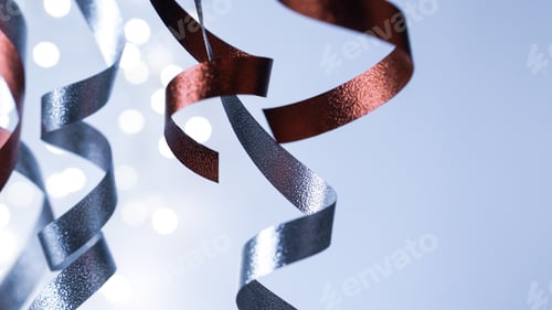 Preview: Red And Silver Blurred Ribbons For Gift, Shopping, Sale Concept Background