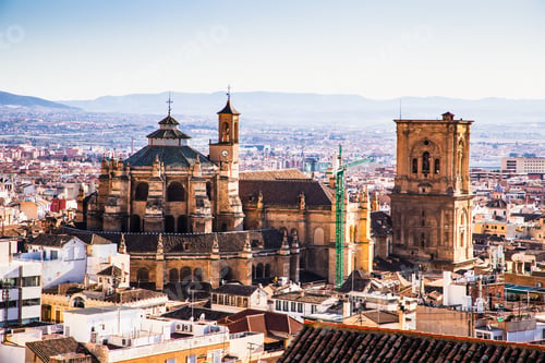 Preview: the picturesque Albaicin district in Granada on a sunny summer afternoon. Andalusia Spain.