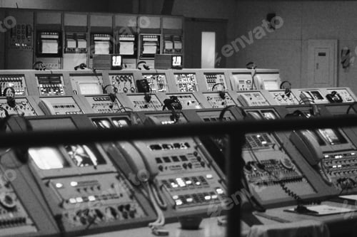 Preview: Vintage Control Room Consoles in Monochrome