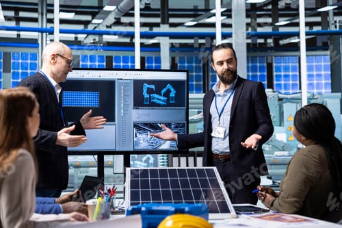 Preview: Factory managers doing sales presentation for investors