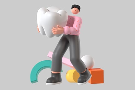 Preview: Man holding tooth cartoon style