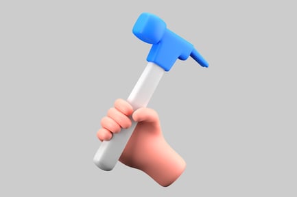 Preview: Hand holding cartoon hammer tool