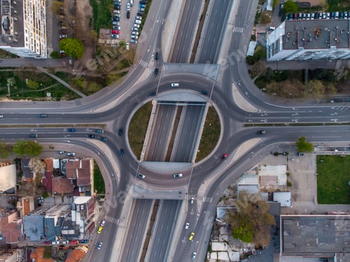 Preview: Aerial view from a drone to a road junction in the city
