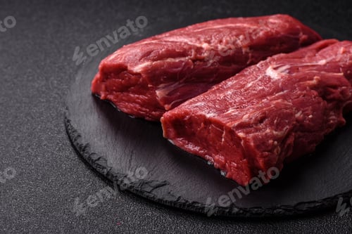 Preview: Raw meat, fresh beef tenderloin or filet mignon for grilling. Raw beef tenderloin