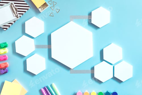 Preview: Bright and colorful composition of creative worspace