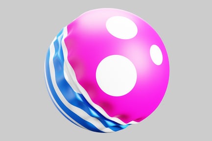 Abstract object with pink hue and three white circles