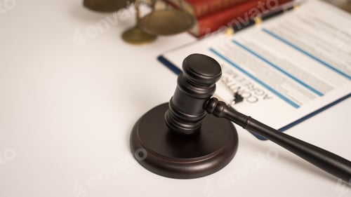Preview: Lawyer gavel judge hammer on desk, legal, legislation, nobody.