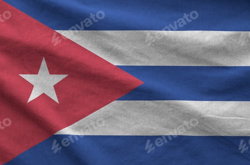 Preview: Cuba flag depicted on folded wavy fabric of old cloth