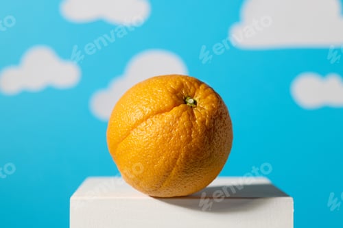 Preview: orange fruit on blue background