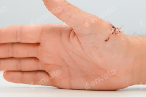 Preview: nurse cleaning wound with cotton ball and dressing set, wound care process