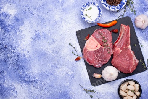 Preview: Raw uncooked ossobucco steak with spices