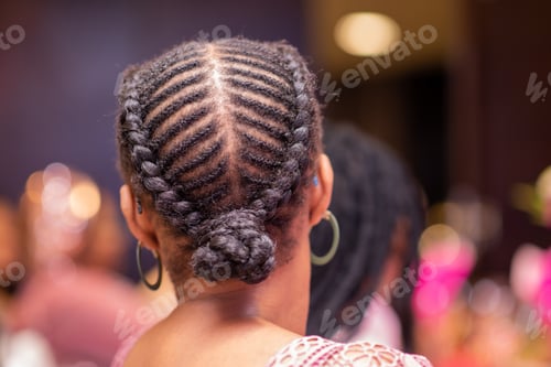 Preview: Rear view of black woman with braided hair