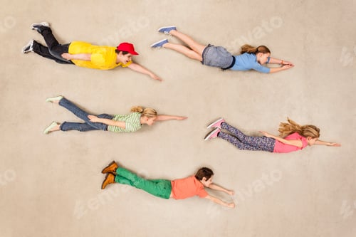 Preview: Group of children flying in the same direction
