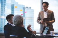 Preview: business team meeting in modern office, Corporate business manager in a meeting