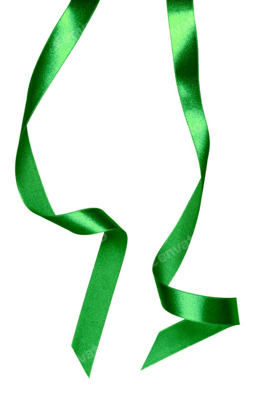 Preview: Shiny satin ribbon in green color isolated on white background .Ribbon image for decoration design.