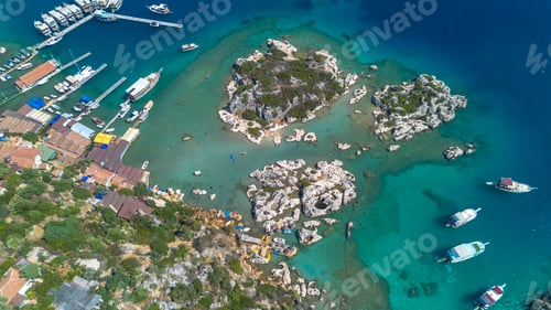 Preview: Historic ancient sarcophagi. Simena Castle, Kaleköy (Ucagiz), Kekova - Turkey