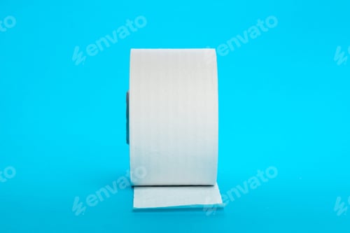 Preview: Roll of white paper on a blue background with some paper hanging down