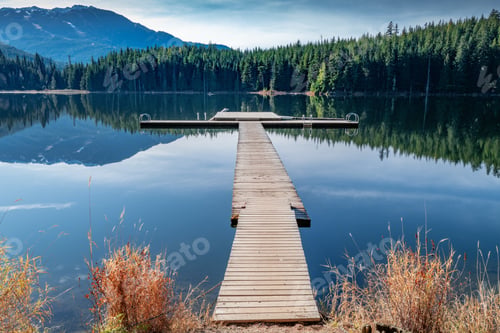 Preview: Beautiful green scenery reflecting in the Lost Lake in Whistler, BC Canada