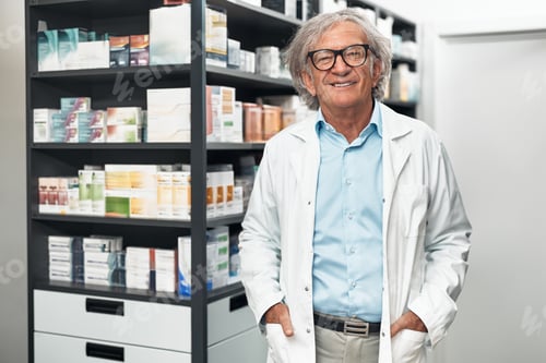 Preview: Senior pharmacist in pharmacy interior