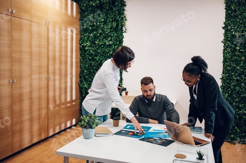 Preview: Multicultural team working together in office and having a meeting