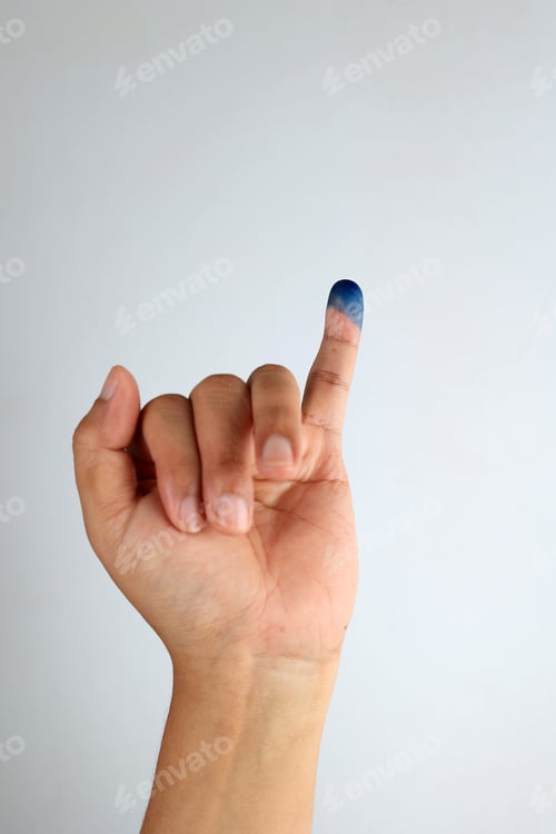 Preview: Close Up of Hand Gesture Little Finger After Voting.