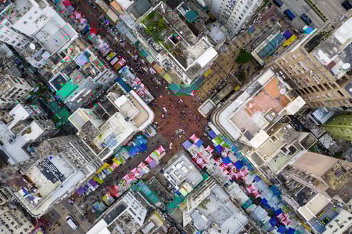 Preview: Sham Shui Po, Hong Kong 06 May 2019: Hong Kong downtown city from top