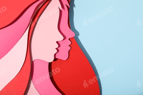 Preview: Paper female head on a light background