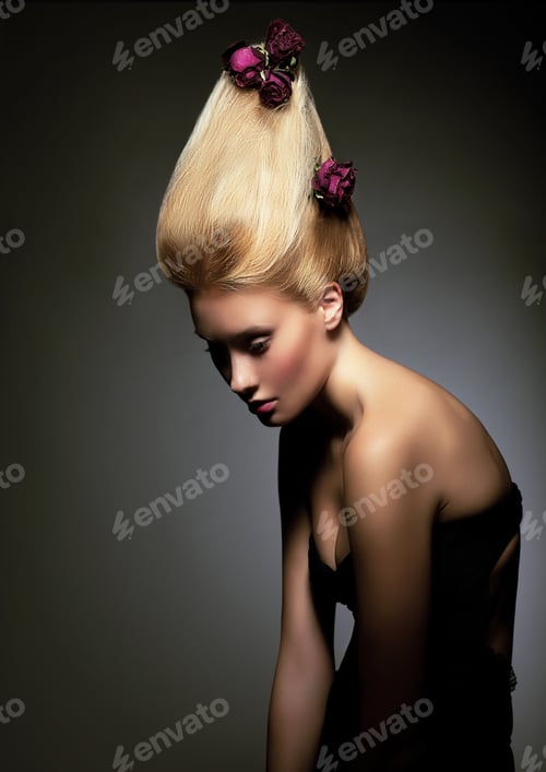 Preview: Glamour. Exquisite Blond Woman with Updo