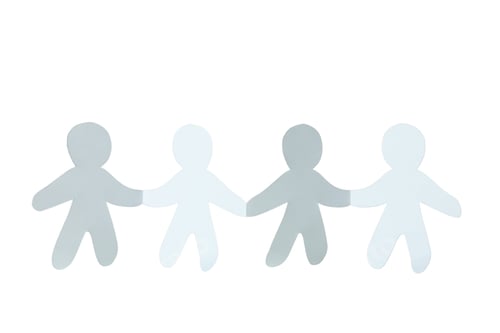 Preview: Population Day, paper people holding hands, isolated on white background.