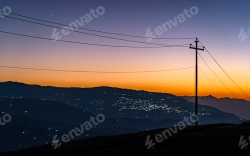 Preview: gloomy Sunrise over the mountain