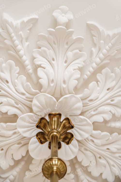 Preview: Amazing design of stucco in the form of petals on the ceiling