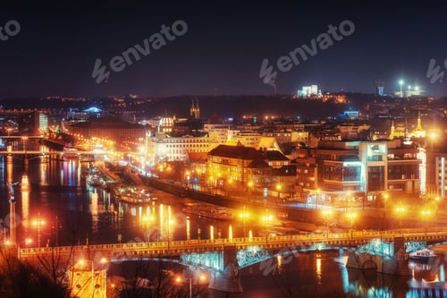 Preview: Evening View of The Vltava River and Bridges in Prague