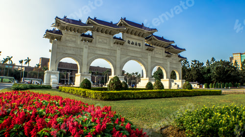 Preview: Beautiful entrance gate to the monument Chiang Kai Shek memorial hall in Taipei.