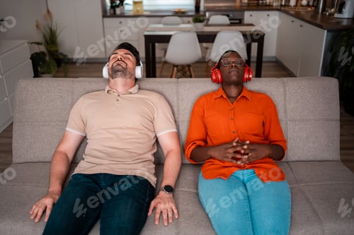 Preview: Relaxing couples enjoy music in a cozy living room setting during a peaceful afternoon