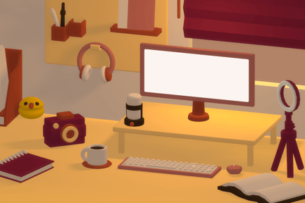 Visualização: Closeup do espaço de trabalho do criador de conteúdo